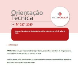 Imagem da notícia ORIENTAÇÃO TÉCNICA Nº 027.2025